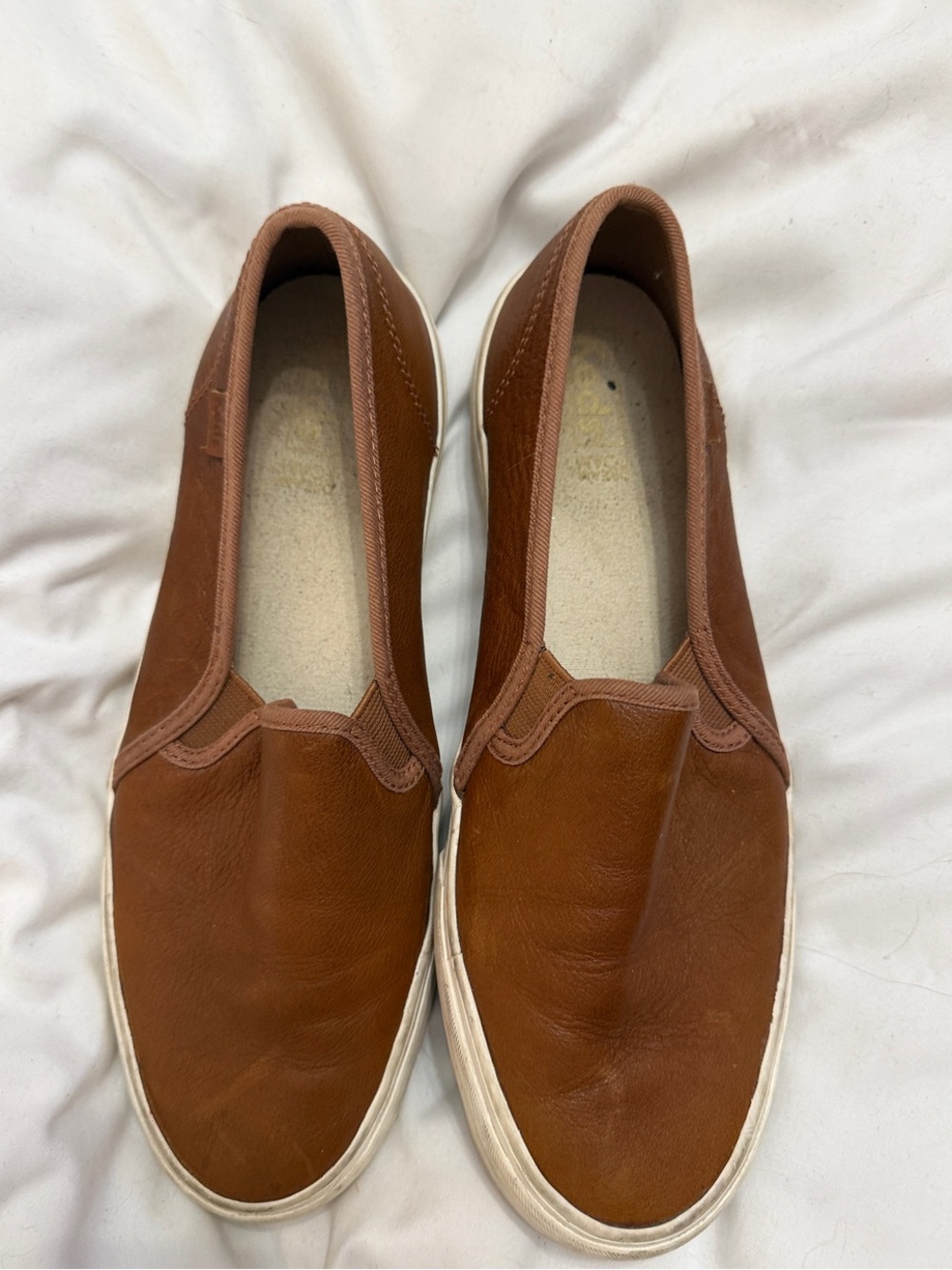 Keds Brown Leather Slip-On Flats